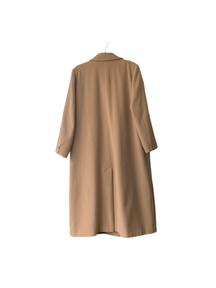 Four Seasons cashmere wool tan beige button up long line overcoat jacket - Picture 5 of 6